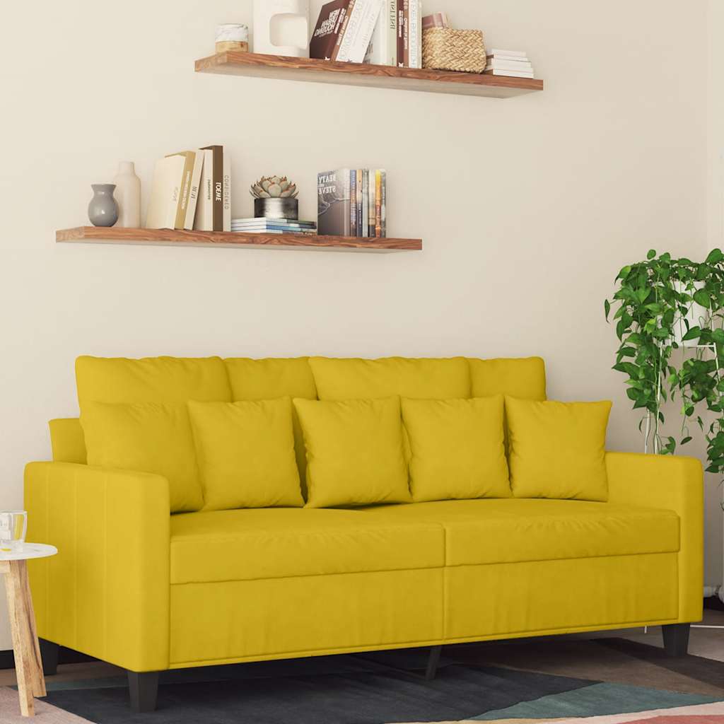 2-personers sofa i fløjl - 140 cm sædebredde, gul