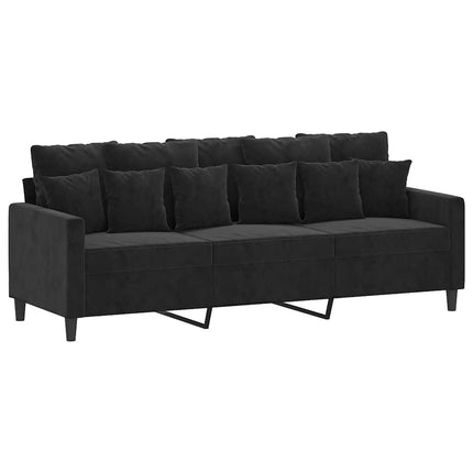 3-personers sofa 180 cm velour sort