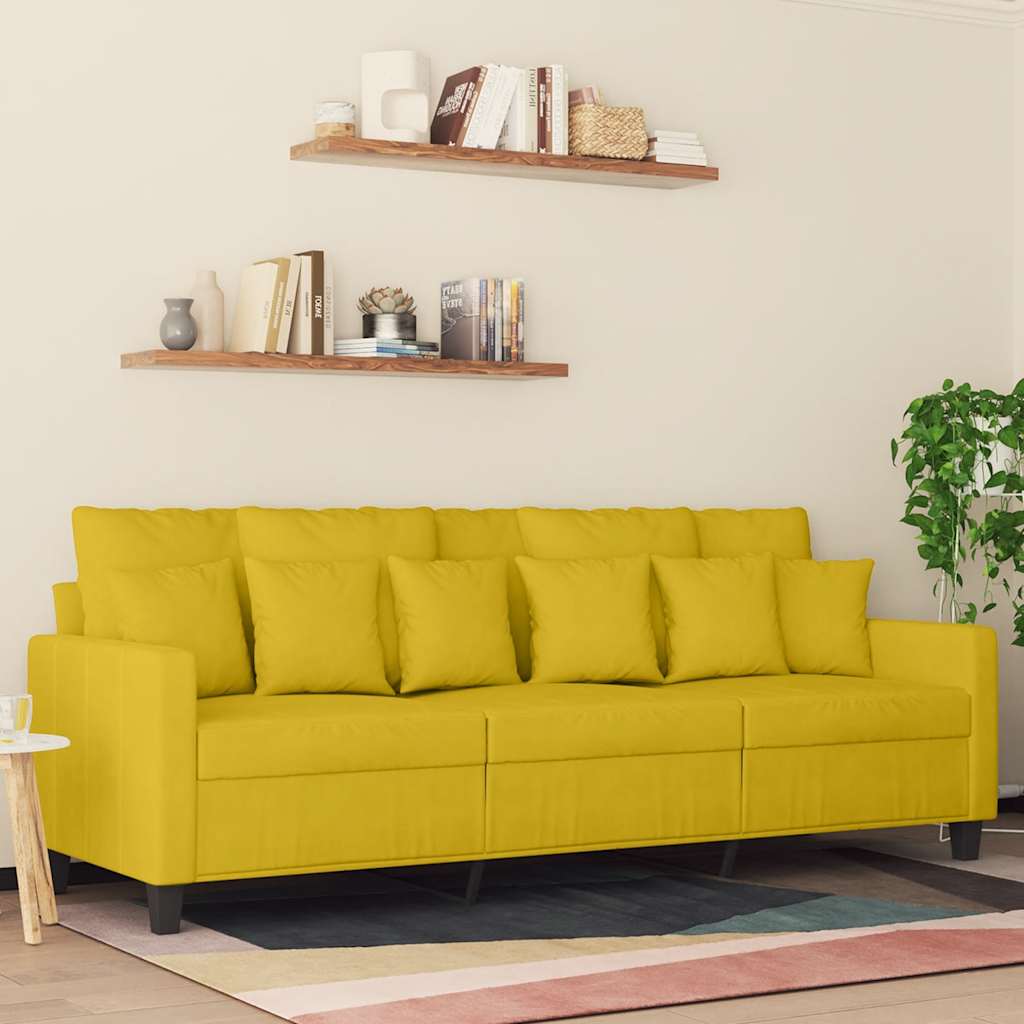 3-personers sofa 180 cm velour gul