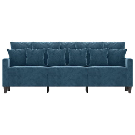 3-personers sofa 180 cm velour blå