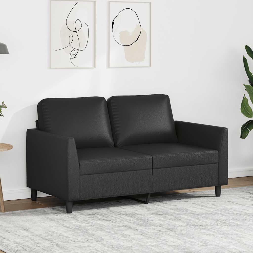 2-personers sofa i kunstlæder - sort, sædebredde 120 cm