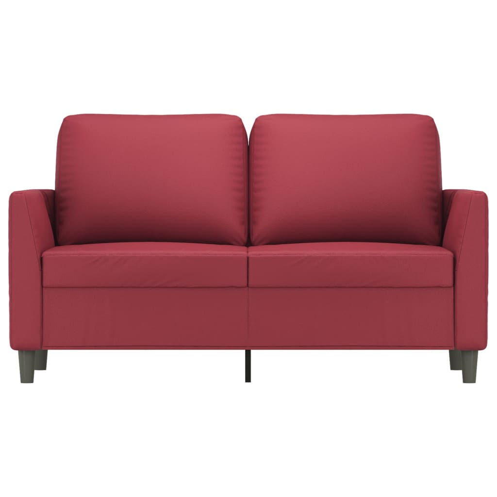 2-personers sofa 120 cm kunstlæder vinrød