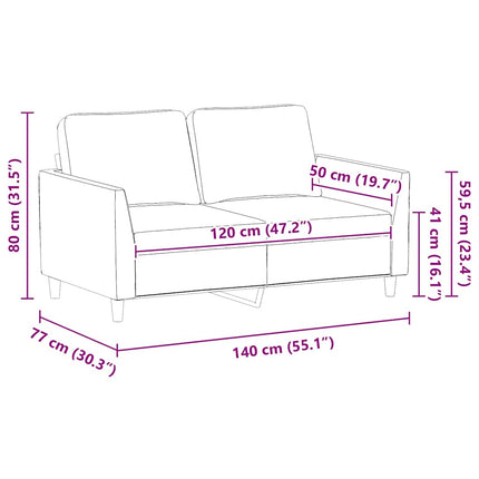 2-personers sofa 120 cm kunstlæder vinrød