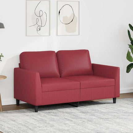 2-personers sofa 120 cm kunstlæder vinrød