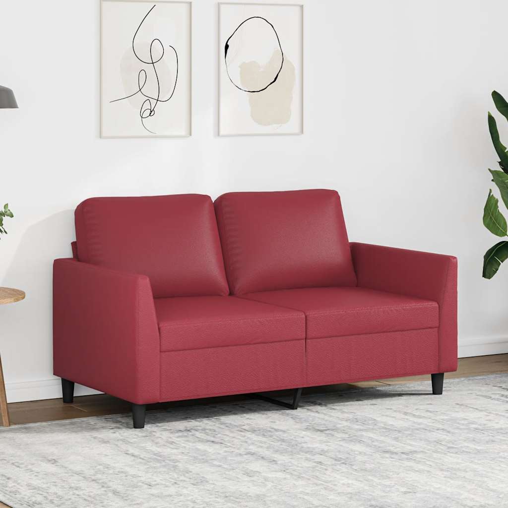 2-personers sofa 120 cm kunstlæder vinrød billede