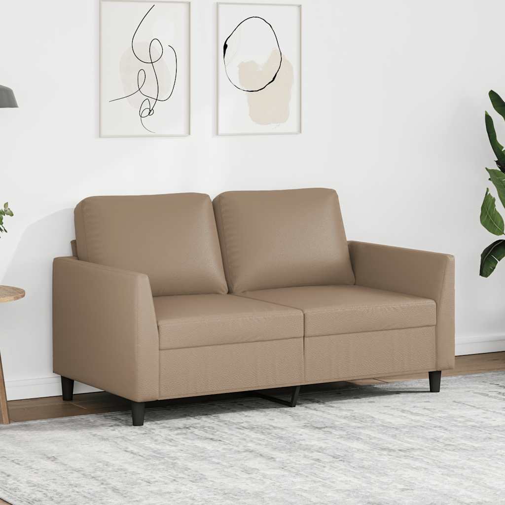 2-personers sofa 120 cm kunstlæder cappuccino billede