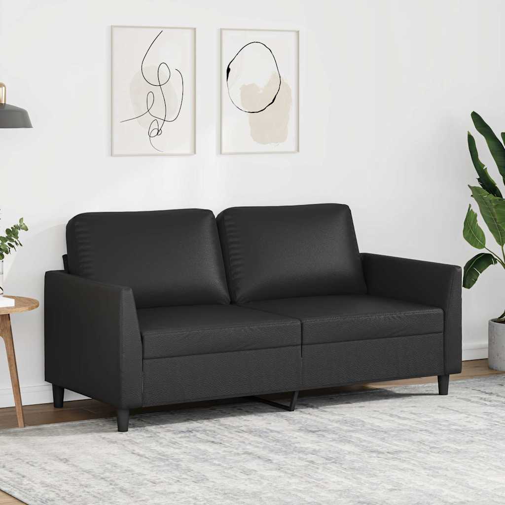 2-personers sofa i kunstlæder - sort, sædebredde 140 cm