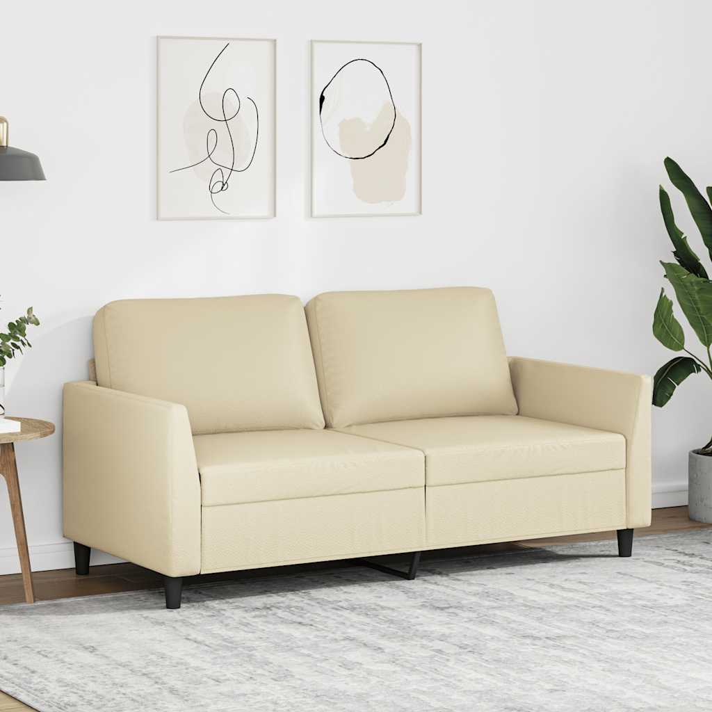 2-personers sofa 140 cm kunstlder cremefarvet