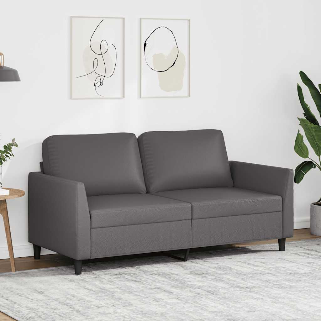 2-personers sofa 140 cm kunstlæder grå billede