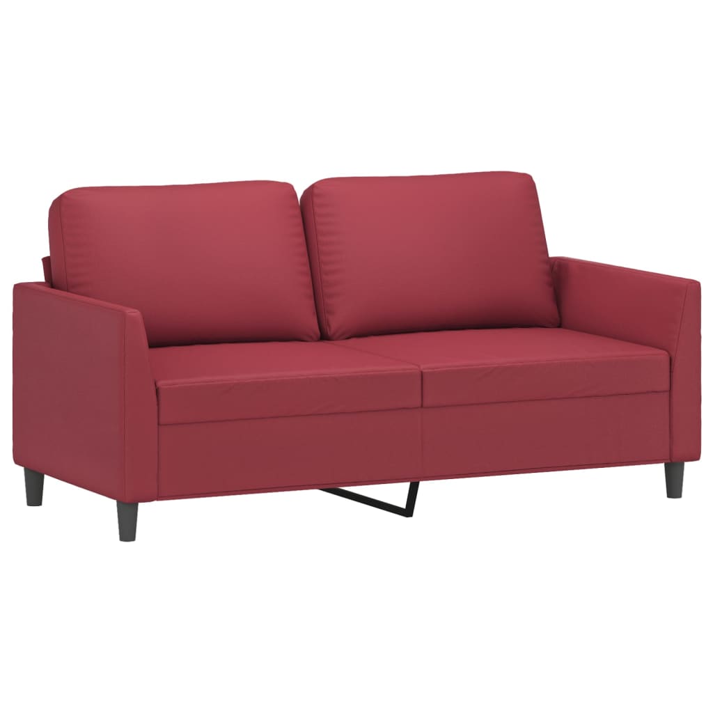 2-personers sofa 140 cm kunstlæder vinrød