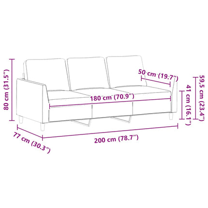3-personers sofa 180 cm kunstlæder sort