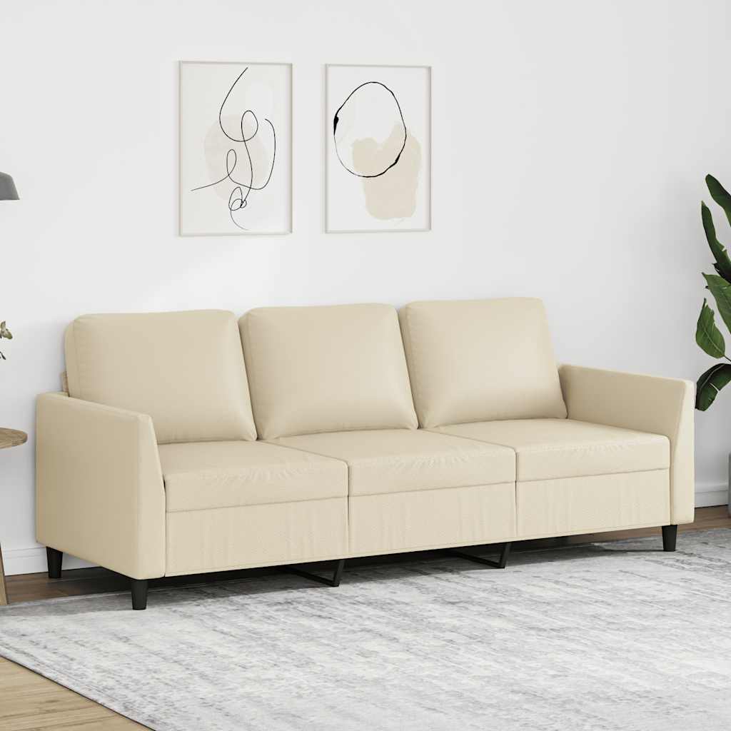 3-personers sofa 180 cm kunstlder cremefarvet