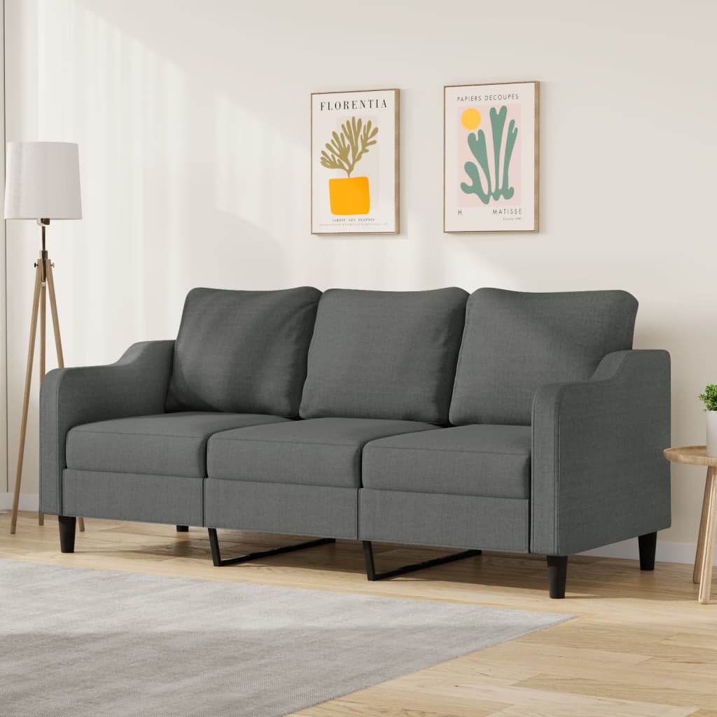 3-personers sofa i stof - mørkegrå, sædebredde 180 cm
