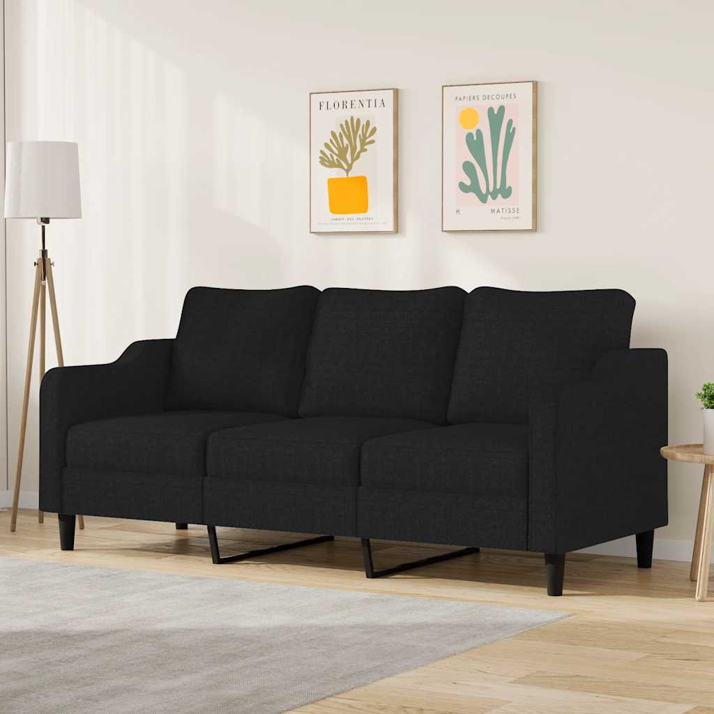 3-personers sofa i stof - sort, sædebredde 180 cm
