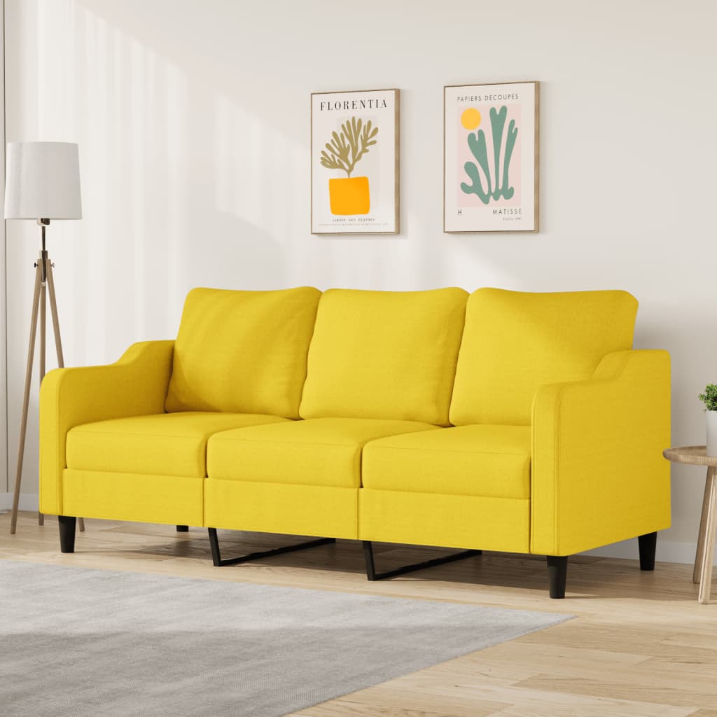 vidaXL 3-personers sofa 180 cm stof lysegul