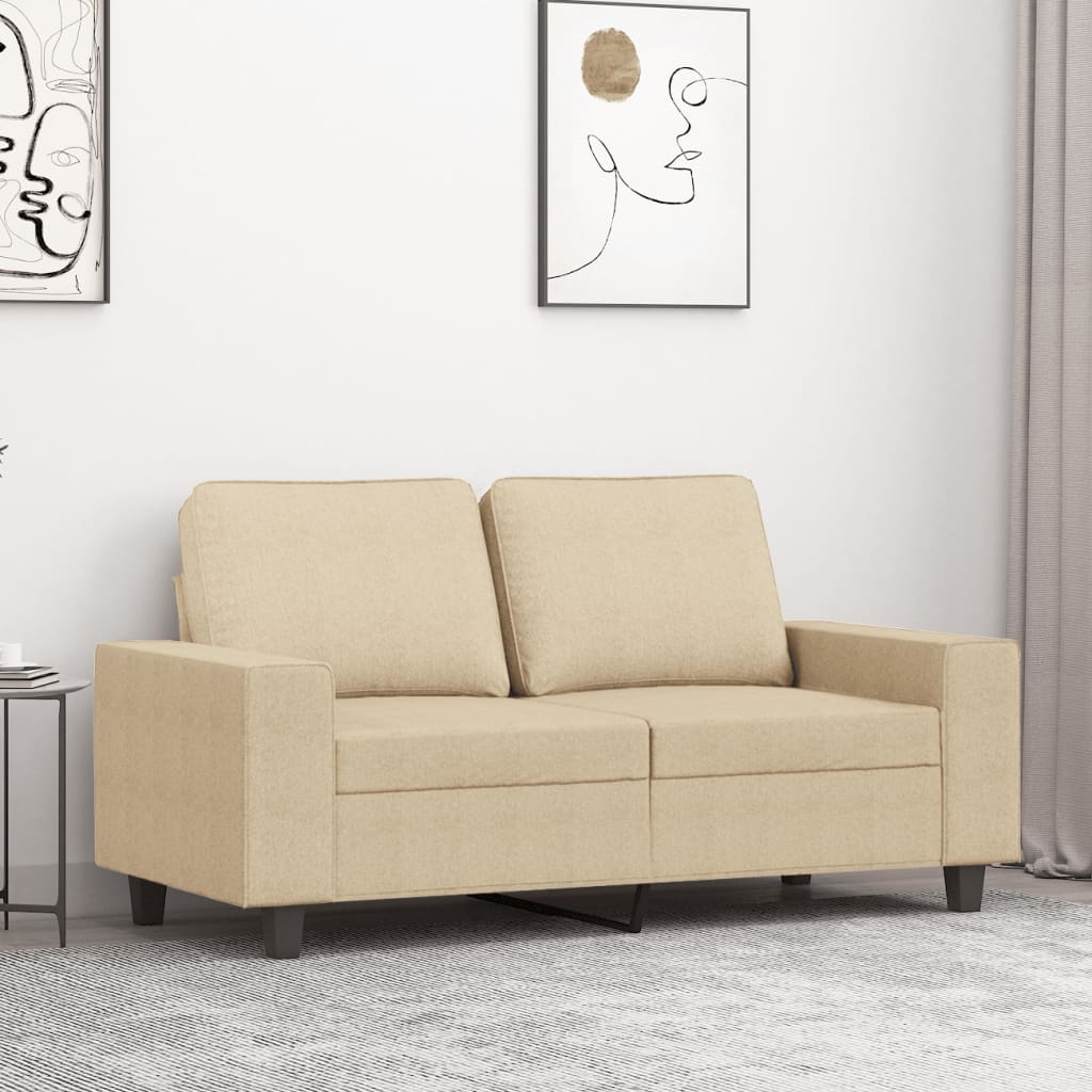 2-personers sofa 120 cm stof cremefarvet