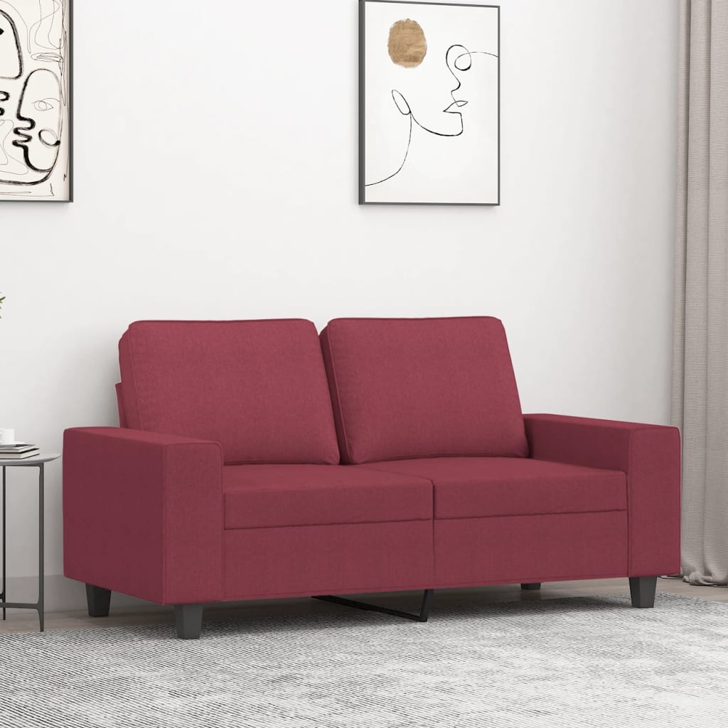 2-personers sofa i stof - 120 cm sædebredde, vinrød