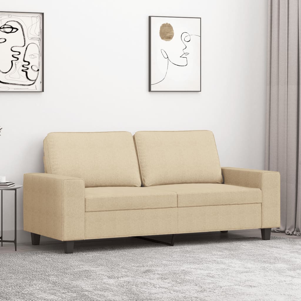 2-personers sofa i stof - cremefarvet, sædebredde 140 cm