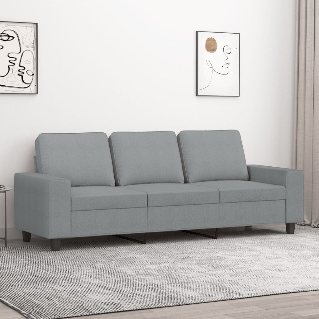 3-personers sofa 180 cm stof lysegr