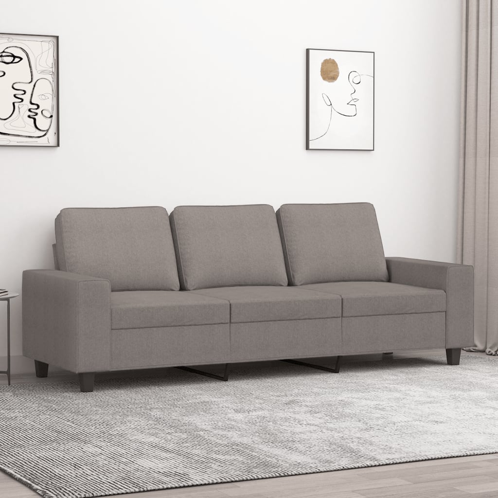 3-personers sofa i stof - gråbrun, sædebredde 180 cm