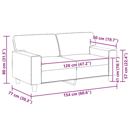 2-personers sofa 120 cm kunstlæder vinrød