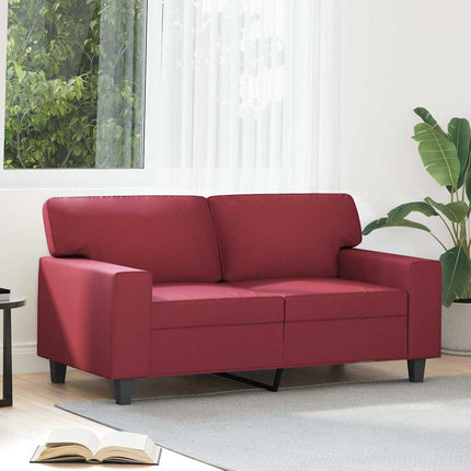2-personers sofa 120 cm kunstlæder vinrød
