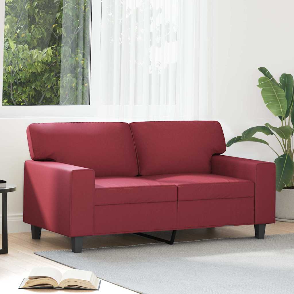2-personers sofa i kunstlæder - vinrød, sædebredde 120 cm