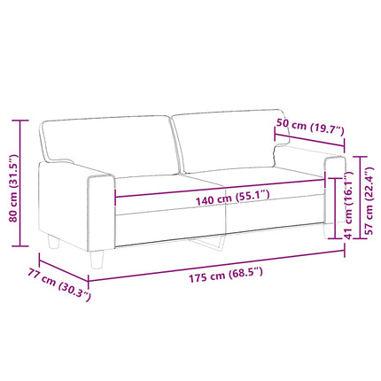 2-personers sofa 140 cm kunstlæder sort