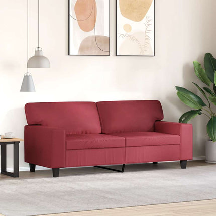 2-personers sofa 140 cm kunstlæder vinrød