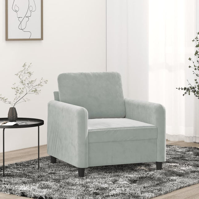 lænestol 60 cm velour lysegrå