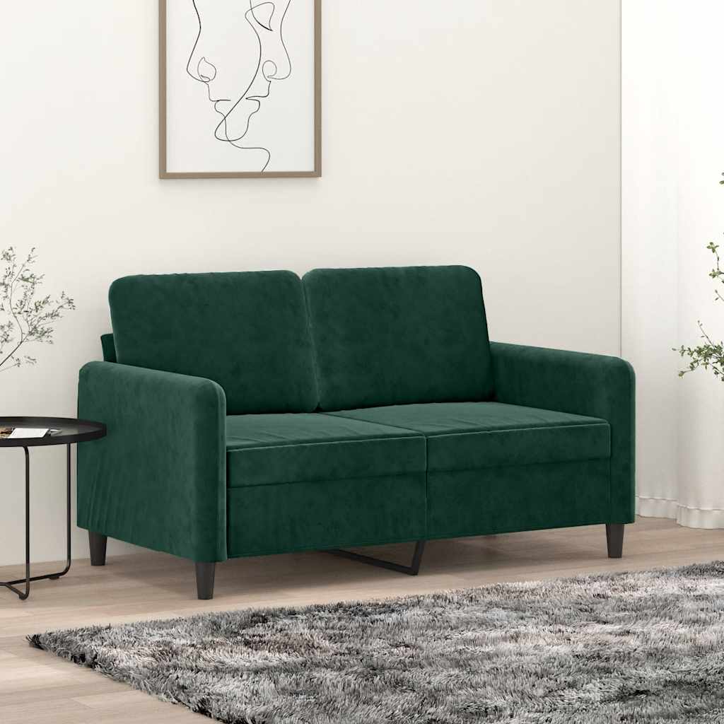 2-personers sofa i fløjl - mørkegrøn, sædebredde 120 cm