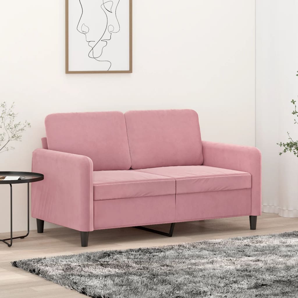 2-personers sofa 120 cm fløjl lyserød billede