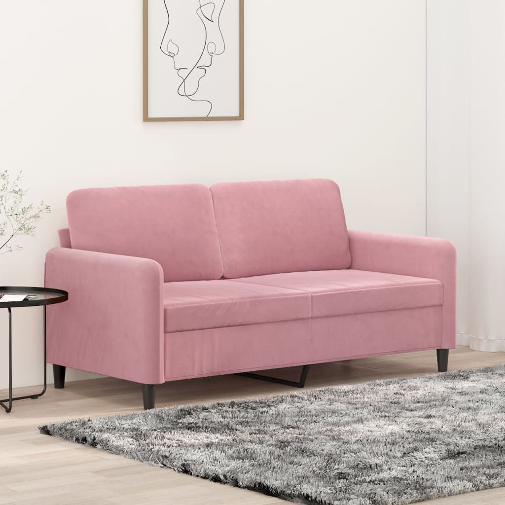 2-personers sofa i fløjl - lyserød, sædebredde 140 cm