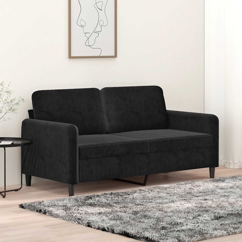 2-personers sofa 140 cm fløjl sort billede