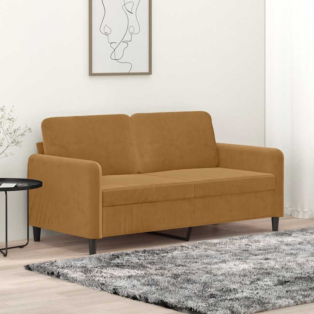 2-personers sofa i fløjl - brun, sædebredde 140 cm