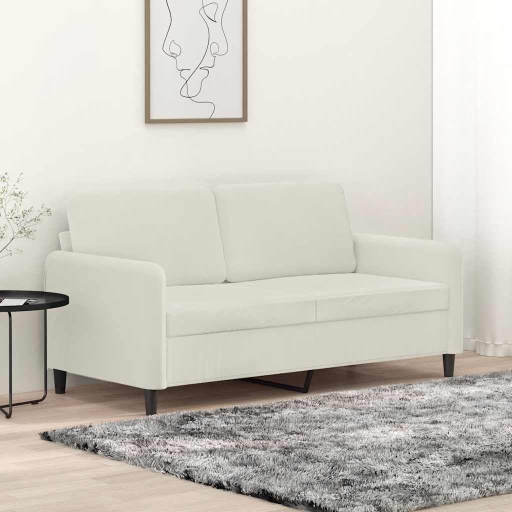 2-personers sofa i velour - cremefarvet, sædebredde 140 cm