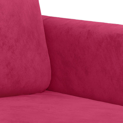 3-personers sofa 180 cm fløjl vinrød