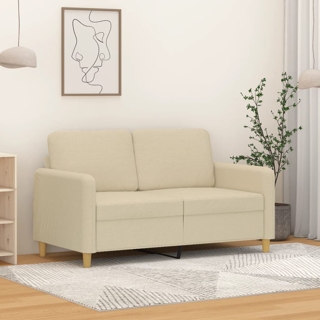 2-personers sofa i stof - cremefarvet, sædebredde 120 cm