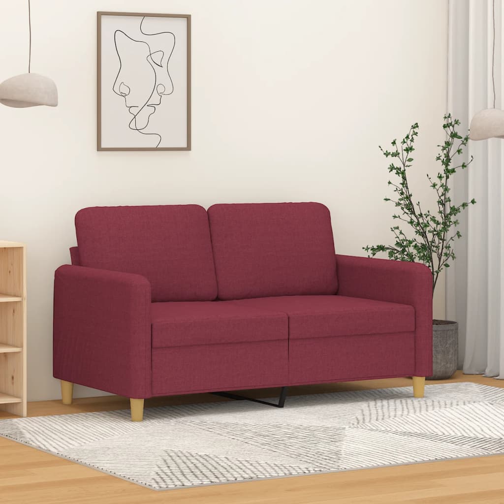2-personers sofa i stof - vinrød, sædebredde 120 cm