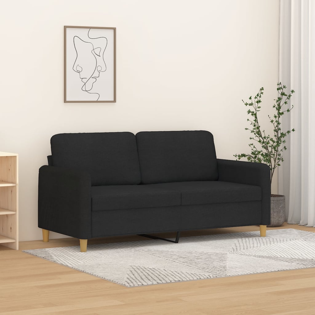 2-personers sofa i stof - sort, sædebredde 140 cm