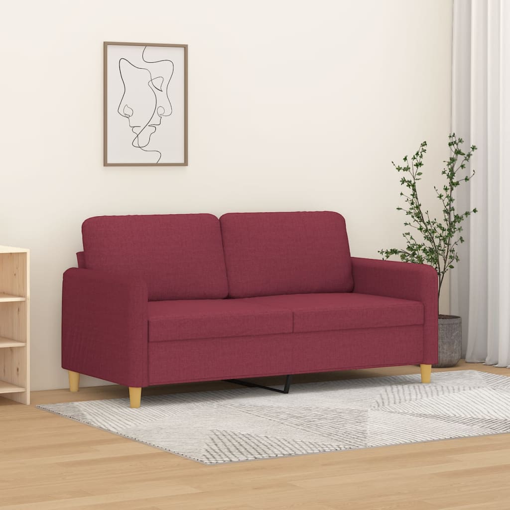 2-personers sofa i stof - 140 cm sædebredde, vinrød