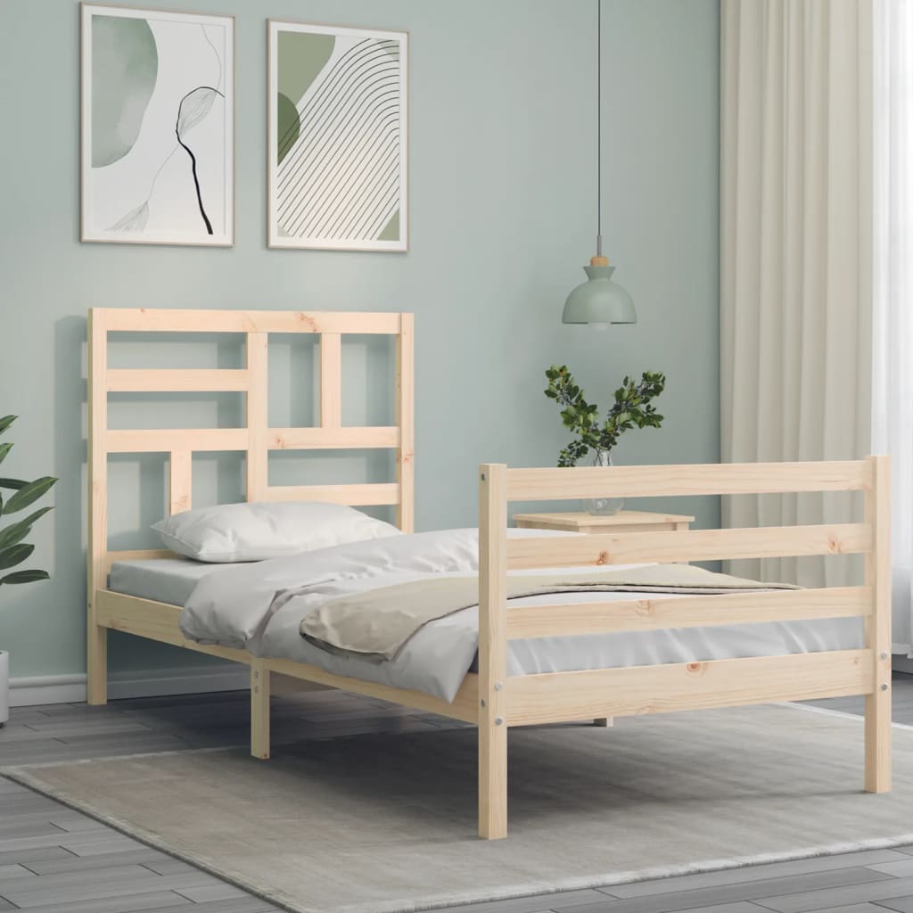 sengeramme med sengegavl 100x200 cm massivt træ