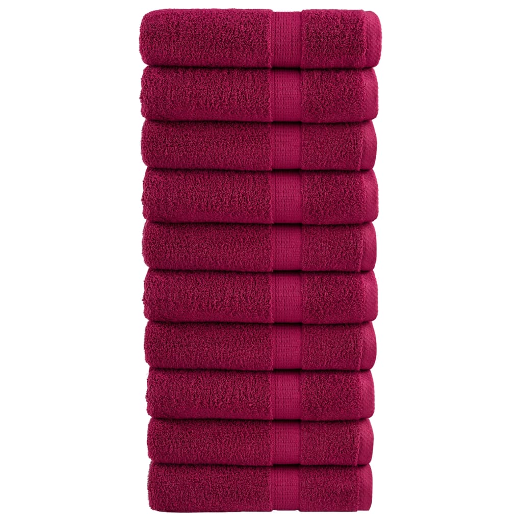 Premium håndklæder SOLUND 10 stk. bordeaux 50x100 cm 600 gsm