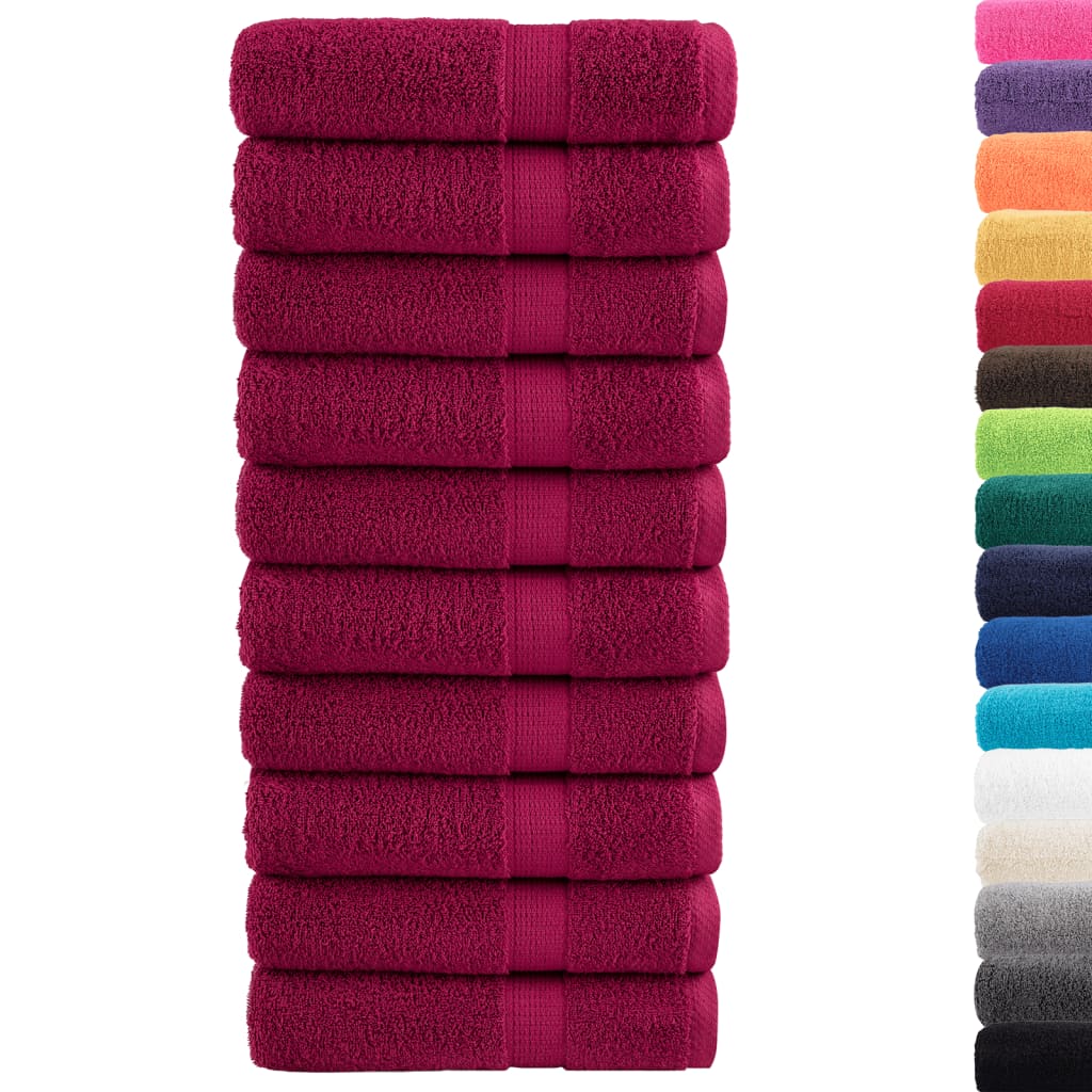 Premium håndklæder SOLUND 10 stk. bordeaux 50x100 cm 600 gsm