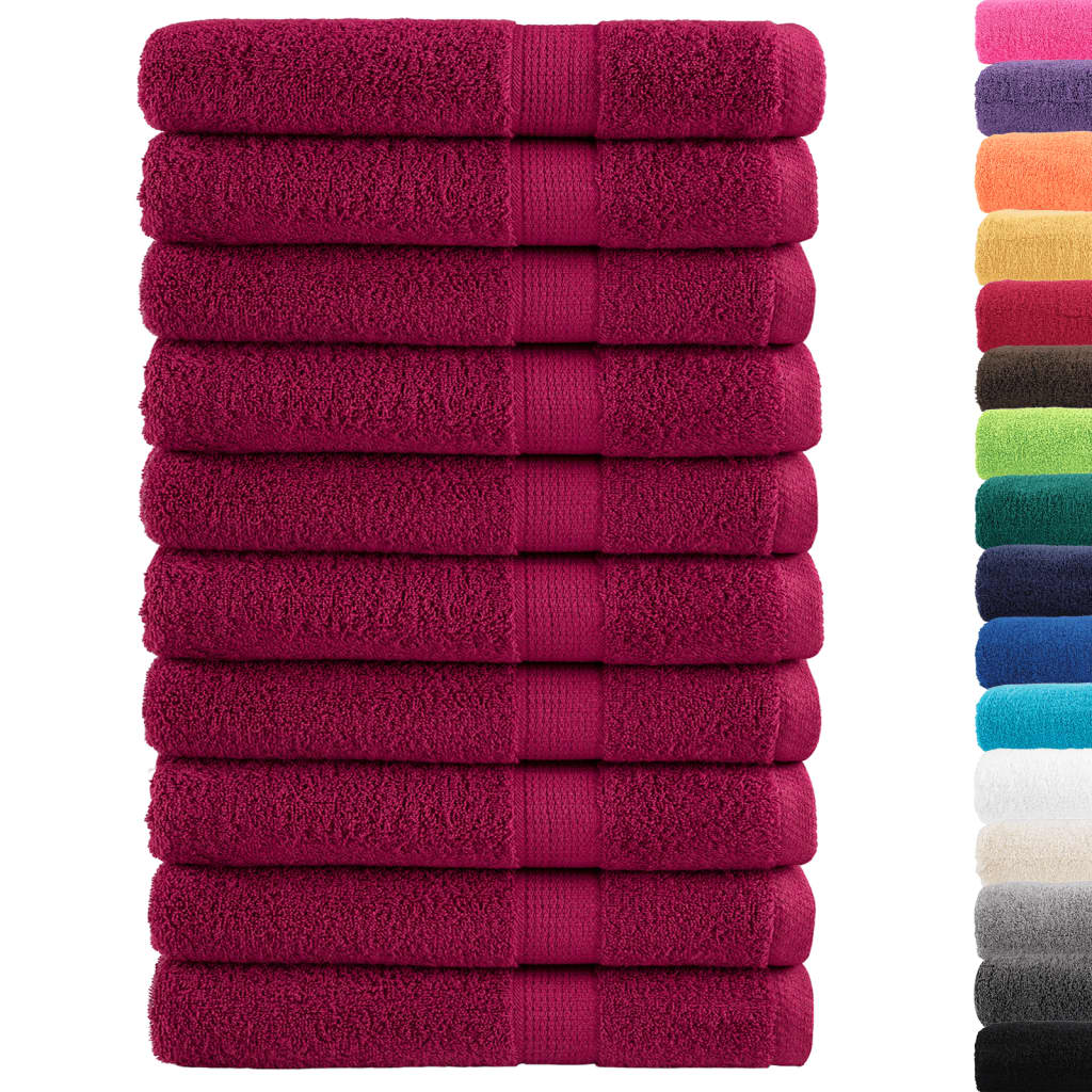 Premium håndklæder SOLUND 10 stk. bordeaux 100x200 cm 600 gsm