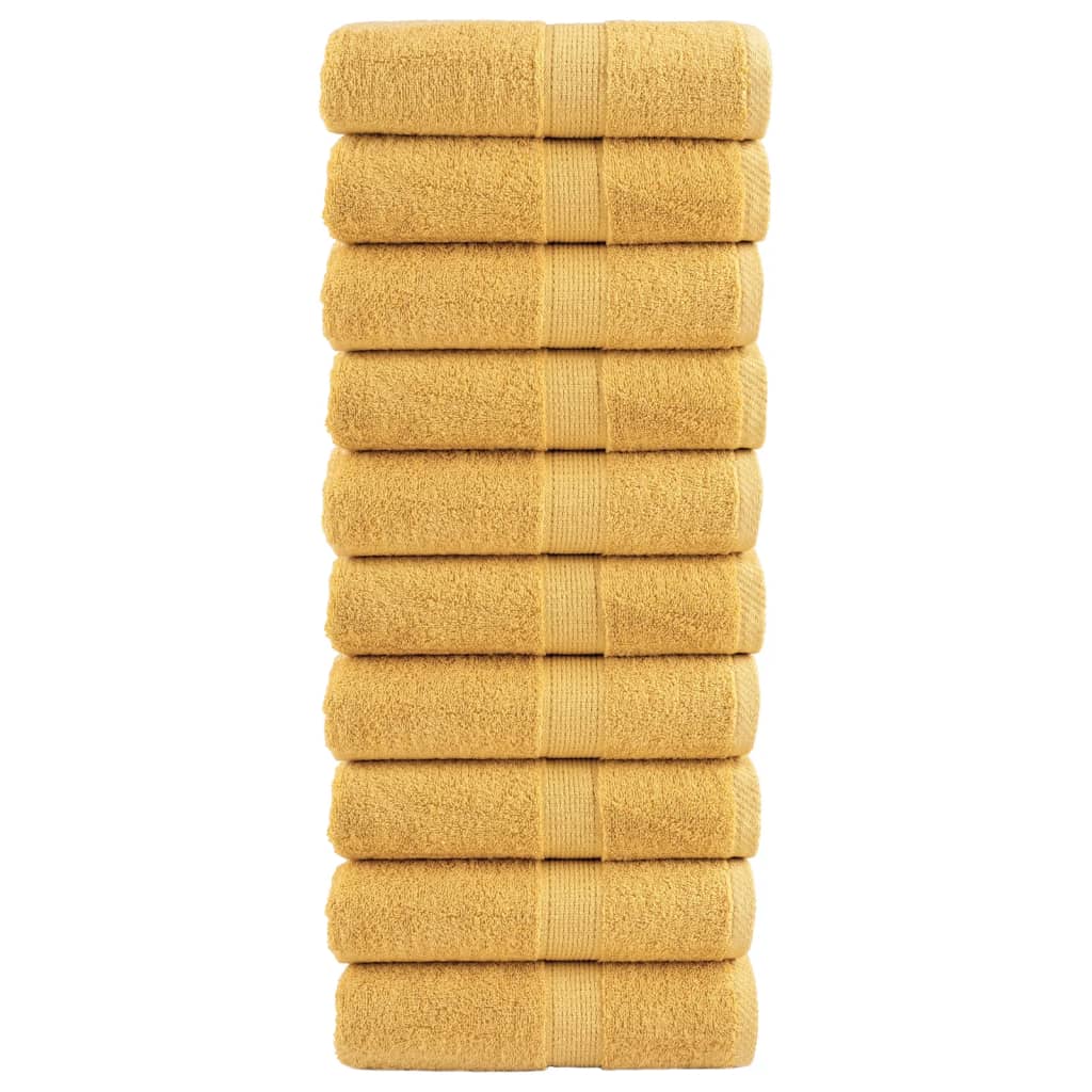 Premium gæstehåndklæder SOLUND 10 stk. guld 30x50 cm 600 gsm