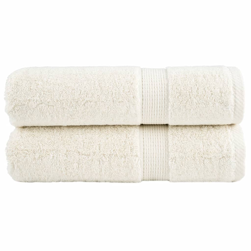 Håndklæder Solund 2 Stk. Premium 50x100 Cm 600 Gm2 Cremefarvet - Vidaxl