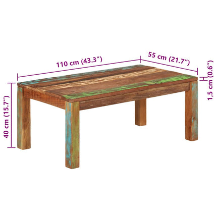 sofabord 110x55x40 cm Massivt genvundet træ