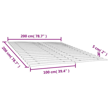 sengelameller med 34 lameller 2 stk. 100x200 cm
