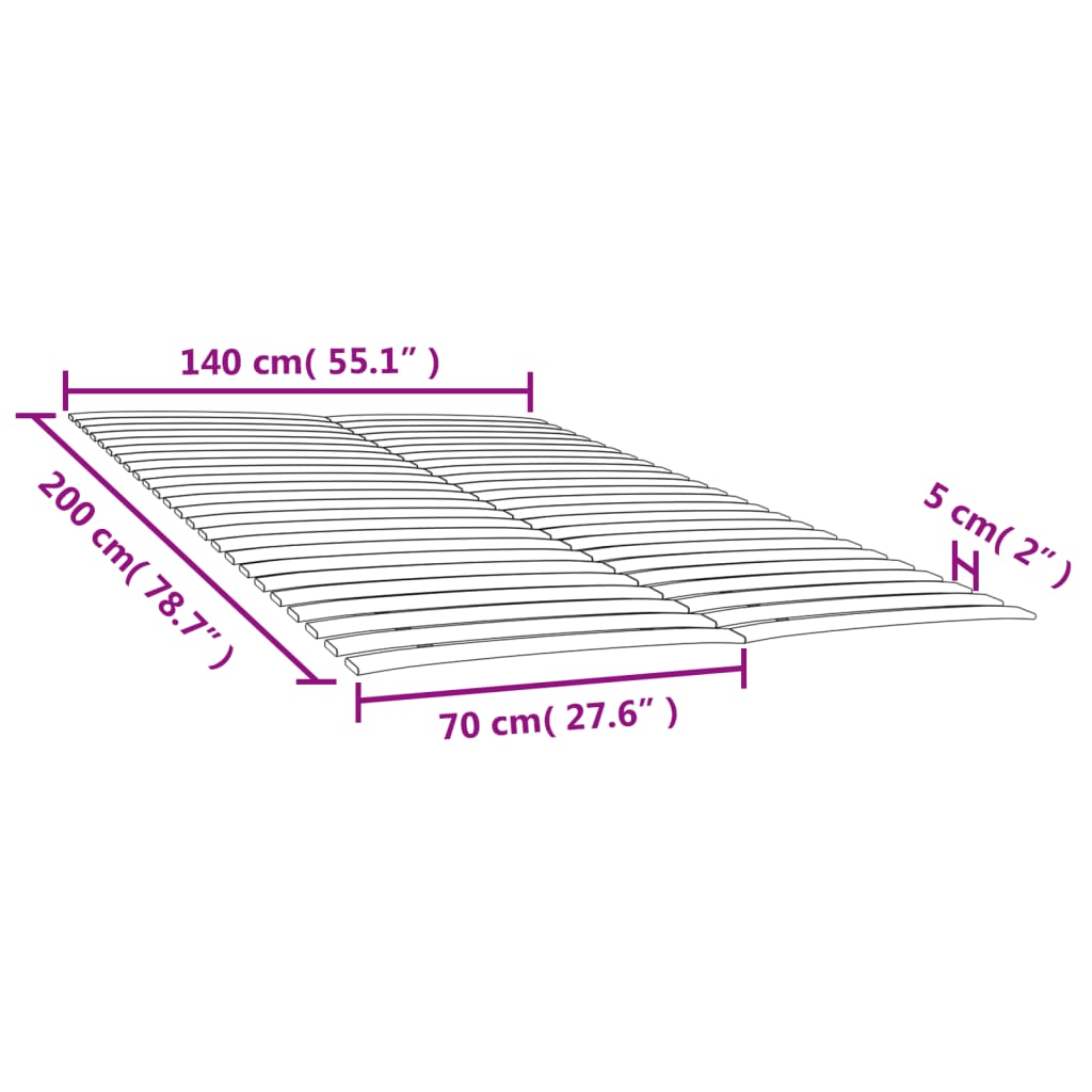 sengelameller med 48 lameller 2 stk. 70x200 cm